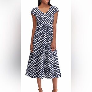 CHAPS⭐️NWT Polka Dot Dress Navy & White Size small